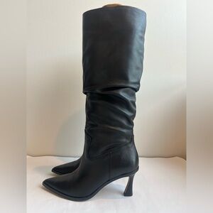 Vince Camuto Black Slouchy Knee-High Heeled Boots